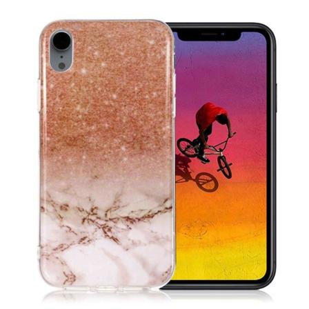iPhone Xr Marmori IMD Kuviollinen Muovinen Takasuoja Kuori - Kulta Multicolor