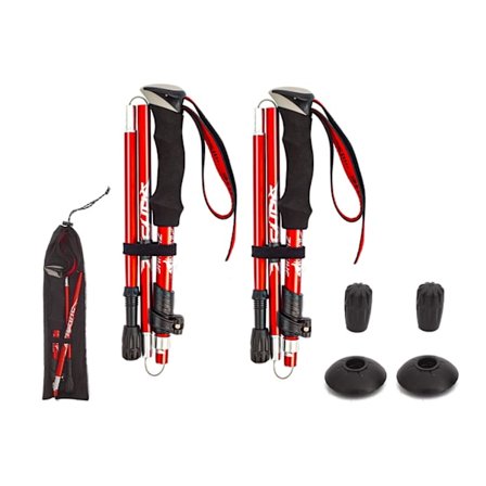 Vandreture Walking Trekking Pole, Kvinde Trekking Poles Til Mænd Walking Poles Letvægts Unisex Med Tilbehør, 2PCS, Rød