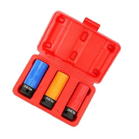 Hylsnyckelsats för bilhjul, tunn vägg, för demontering av bil, orange, 17 mm, 19 mm, 21 mm, verktygsförlängning, 3 st