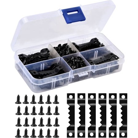 100 bildekroker med 200 skruer bildekroksett - Inkluderer sagtannhengere og skruer - Universelt hengesystem for veggmontering - For fra