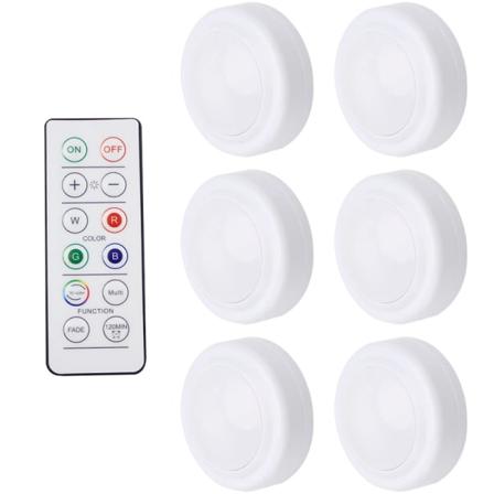 LED-valonheitinpaketti - 6 tyylikästä valoa käytännöllisillä kauko-ohjauskartioilla