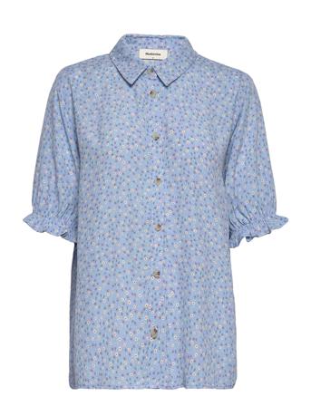 Ravenmd Print Shirt Kortermet Skjorte Blå Modström