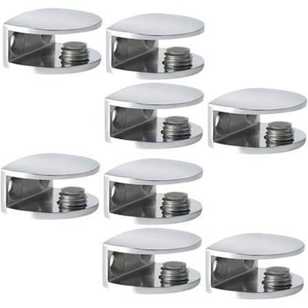 Glas Hyldeknægte Justerbare til 8-10 mm Træ/Glas Hylder, Vægmonteret Rækværk Poleret Krom, 8 stk
