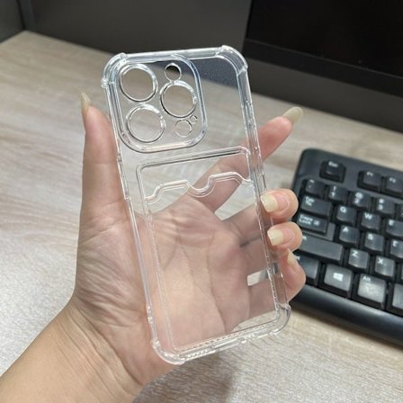 2 stk. deksel til iPhone 17 Pro Max TPU fallbestandig kortholder Enkel transparent kortholder