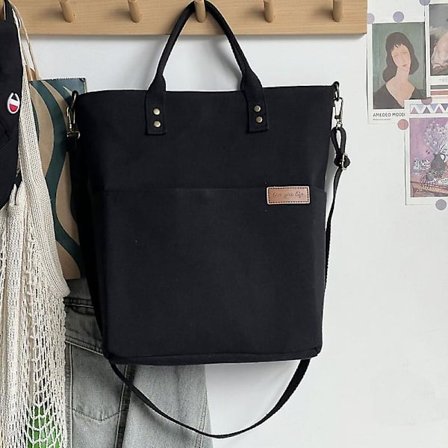 Käsilaukku Casual Canvas Tote Naiset Käsilaukut Puuvilla Olkalaukku Crossbody Laukut Shopper Laukku Lompakko Vetoketjulla(musta)