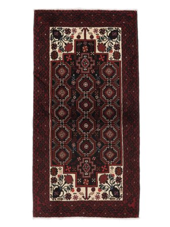 Alfombra Belouch 100X191 Negro/Rojo Oscuro (Lana, Persia/Irán)