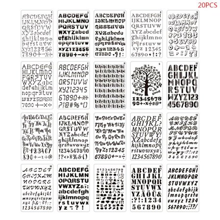 20st/ set Bokstav Alfabet Nummer Stencil DIY ritmall Måla Scrapbook