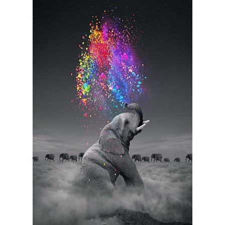 5D Diamantmaleri Kits, Farverig Stjerne Grå Elefant Fuld Bor Kunst Krystal Diamantbroderi Korssting Malerier Kunst, DIY Håndværk Malerier Ki
