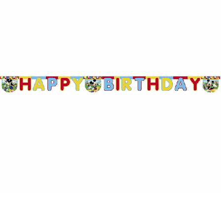 Disney Mickey Mouse Grattis på födelsedagen Banner En Storlek Gul/Röd/Blå