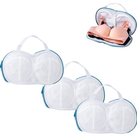 Tvättnät för BH, Underkläder, BH-tvättnät med dragkedja, 3-pack, A till C-kupor