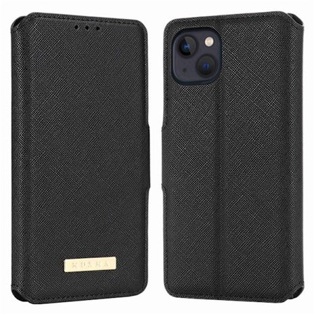 MUXMA iPhone 14 Plus Plånboksfodral Cross Texture - Svart