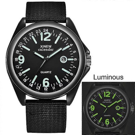 Militær Herre Quartz Ur Sort Urskive Dato Luksus Sports Armbåndsur (LGL)