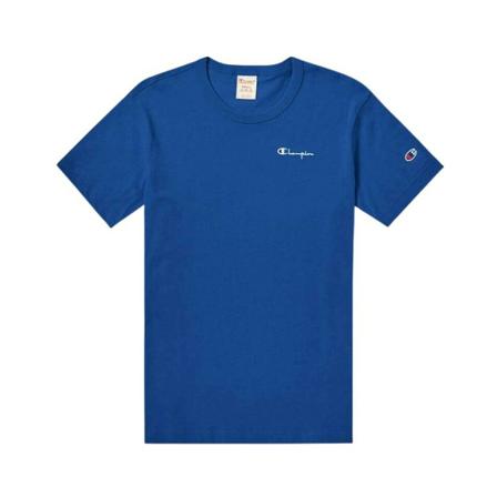 Champion, Reverse Weave Small Script Logo T-shirt Blauw, Heren, Maat:M