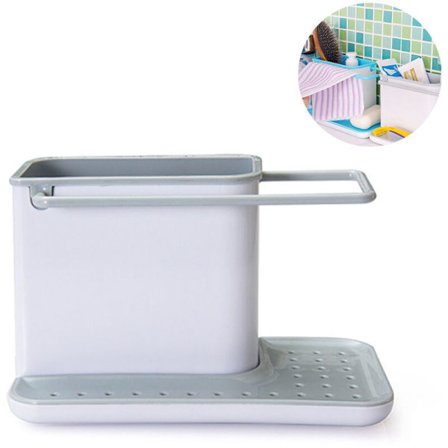 Køkkenredskabsopbevaring Svampeholder Organizer Til Vask Opbevaring Organizer Køkkenredskabsholder Til Vask Grå