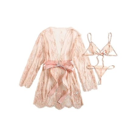 Kvinner Gjennomsiktig Blonder Kimono Kåpe Nattkjole Dressing Gown Sleepwear Wrap Dress Nightie Plus Size