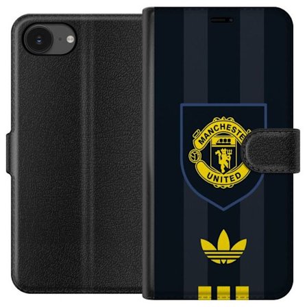 Kompatibel Tegnebogsetui til Apple Apple iPhone 16e Manchester United Adidas logo skjold fodbold klub plakat Premier League retro gul sort design kuns