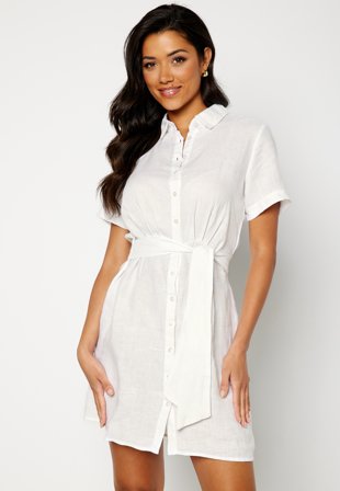 Bubbleroom Care Alyssa Linen dress Offwhite Klær