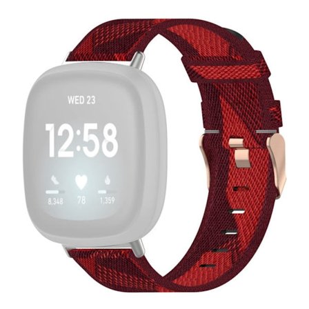 Fitbit Sense 2 / Versa 4 klokkerem i nylon - Rød Stripe