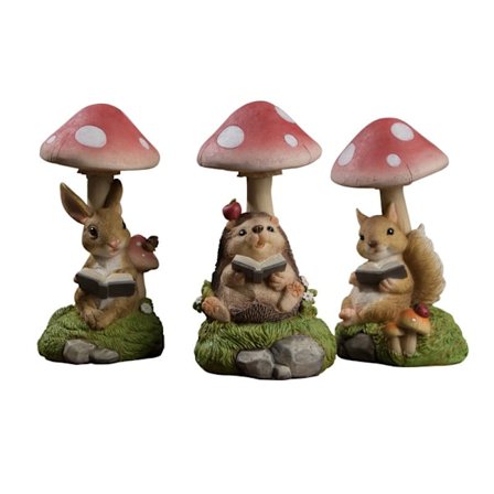 Sopp og pinnsvin hagestatue solcelledrevet dekorasjon, Gar