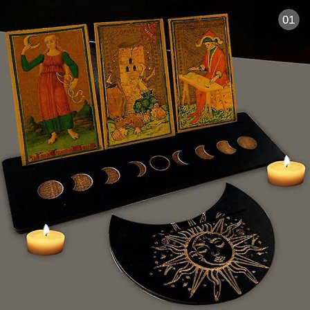 2/4 stk. tarotkortstander i træ til hekse-spådomsværktøjer, displayholder, alter