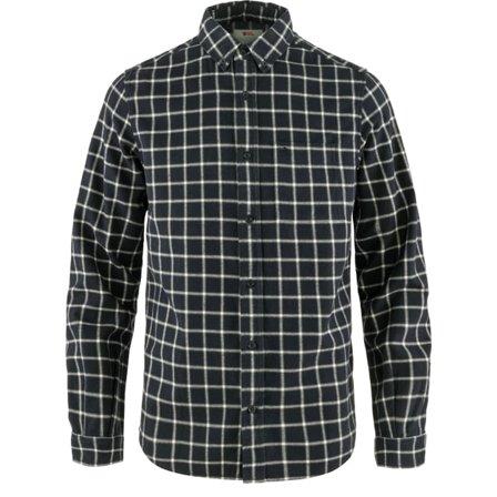 Fjällräven Men's Övik Flannel Shirt Top in Dark Navy/Chalk White | Size: Medium, Organic Cotton