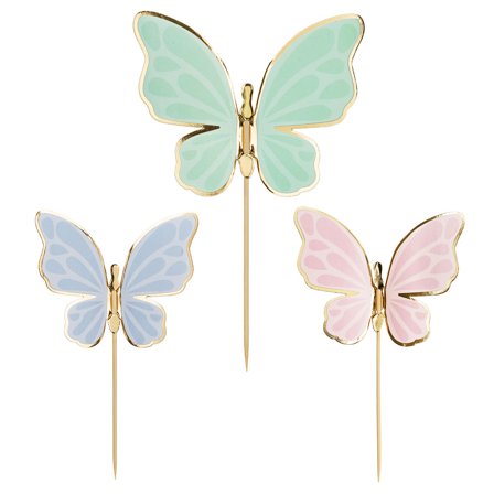 Cake Toppers Sommerfugler Fargemix 9-pakning
