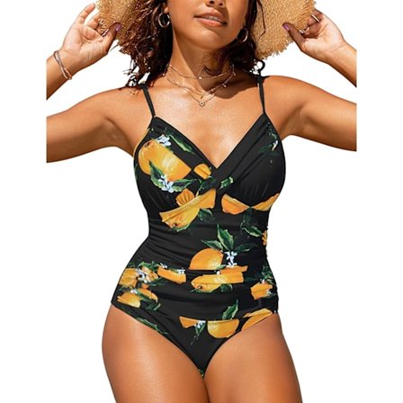 2025 Amazon Bästsäljare Baddräkt Sexig Enfärgad Korsad Åtsittande En-Dels Bikini Fashionexport Baddräkt Yellow flower