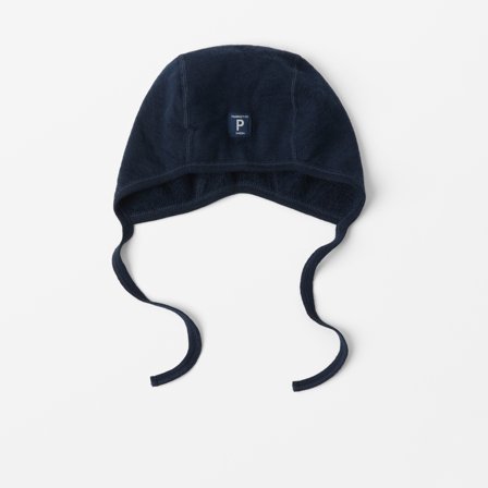 Hjelmlue ullfrotté i merino - 40|42 - barneklær - blue - Polarn O. Pyret