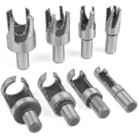 Treskjær for treplugger, bor for treplugger, treskjær for treplugger, 6 mm, 10 mm, 13 mm, 16 mm, sett med 8 stk. karbonpluggstål for snekring