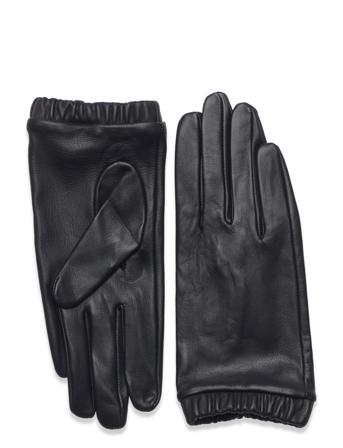 Lindex Leather Glove W Elastic At Wri Svart