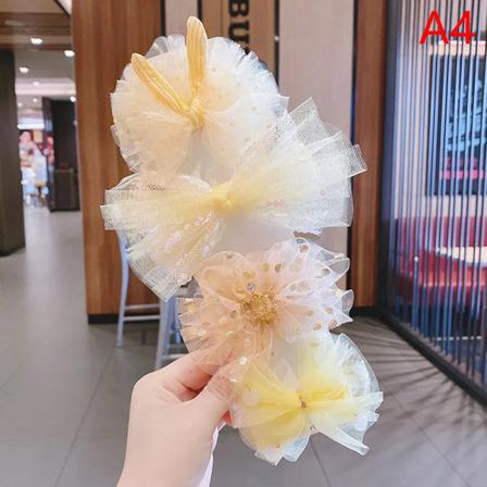 3st/ Set Nytt Flickor E Chiffonggarn Rosett Hårnålar Barn Sött Hår