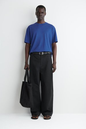 COS Men's T-Shirt In Cotone Leggero Con Taglio Rilassato in Blu