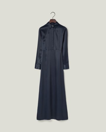 Lexington Maxi satinkjole, marineblå