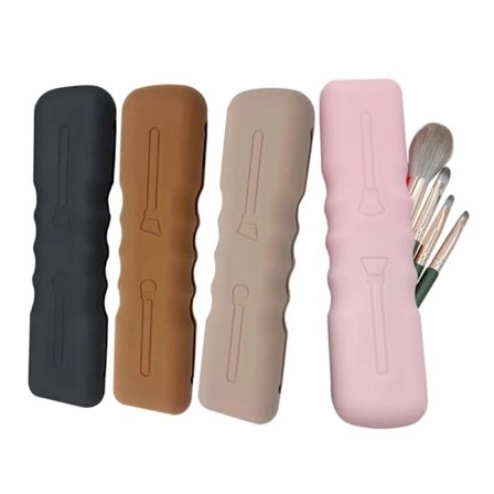 Travel Makeup Brush Holder, Portable Silicone Makeup Brush ,Soft Makeup Brush Organizer,Makeup Brush Box for Gifts