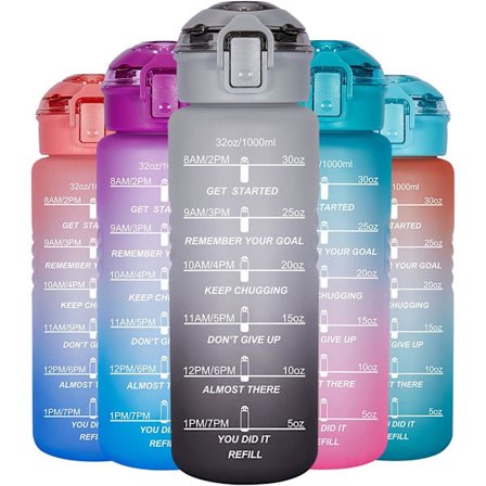 32oz vattenflaskor med tider att dricka – Vattenflaska med tidsmarkör och avtagbar sil Vatten BPA-fri och läcksäker