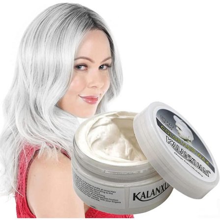 Midlertidig hårfargevoks, hvit hårfarging, hvit hårfargevoks frisyre farging leire, hårspray farge for menn kvinner umiddelbar styling hvit 100g