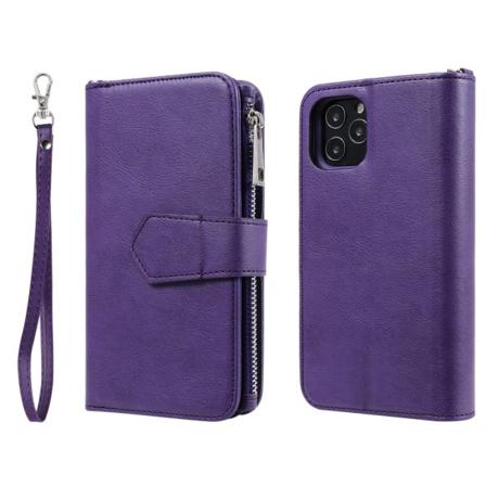 Vetoketjullinen magneettinen nahkainen lompakkokotelo iPhone 12/12 Pro Lila