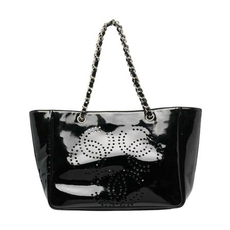 Chanel Vintage, Pre-Owned Patent Leather Shoulder Bag Zwart, Dames, Maat:ONE Size