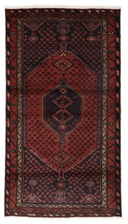 107X190 Tapis Hamadan D'orient Noir/Rouge Foncé (Laine, Perse) Carpetvista