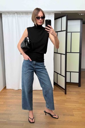 NA-KD Jean court taille haute Yard - Jeans cropped - Bleu - EU 34