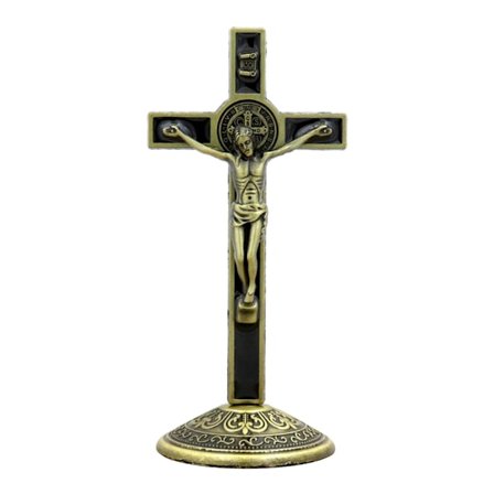 Heligt bord för korset Jesus Kristus på läktaren Kristen Kyrkans redskap Reliker Figuriner Katolsk Antik heminredning