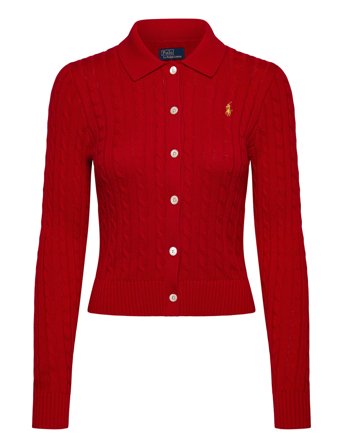Polo Ralph Lauren Cable-Knit Cotton Cardigan - Red - L