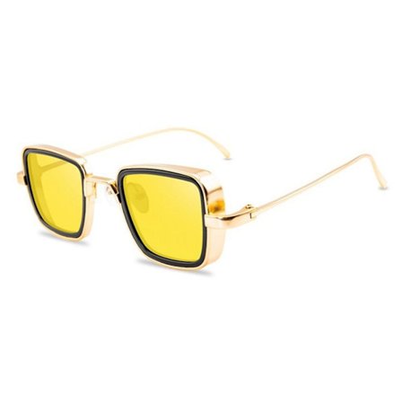 Stykke Solbriller til Mænd Kvinder Vintage Metalramme Cykelbriller Gul