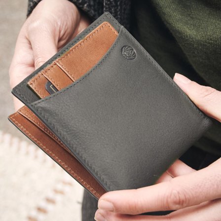 Lincoln Grey & Tan Leather RFID-Blocking Wallet & Card Holder for Men - Card Holders