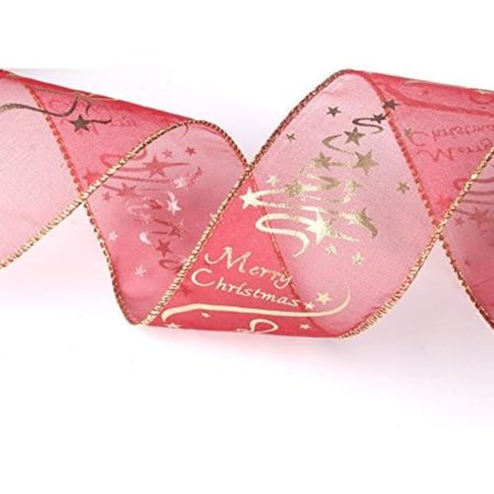 Juletræspynt 6,3*200 cm rødt bånd med tryk, juletræspynt gaveindpakningsbånd