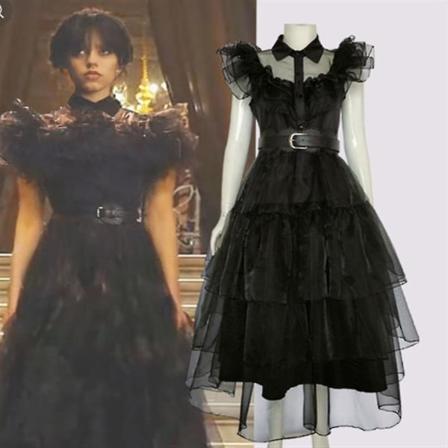 2-12 År Onsdag Addams Family Børnepige Cosplay Festkjole Fancy Dress Up Gave 4-5 Years