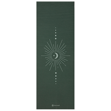 Gaiam Yogamåtte Printed 5 mm Mørkegrøn - Bodyman.dk