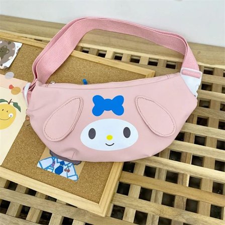 Sanrio Cinnamoroll Melody Kuromi Dame Crossbody Hobo Brysttaske Y2K Sød Tegneserie Halvmåne Taske Mode Crossbody Taske~05613