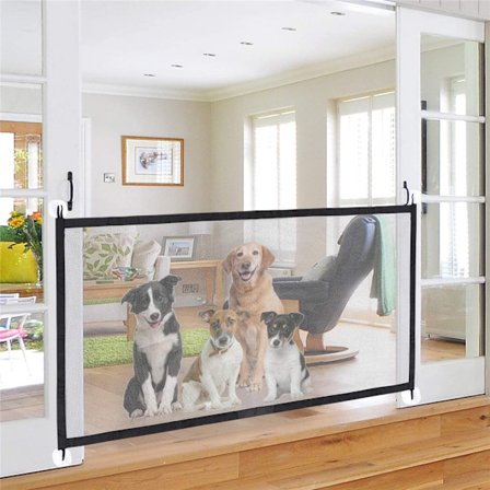 Bærbar sammenklappelig hundegård i sort og hvid til isolering af kæledyr