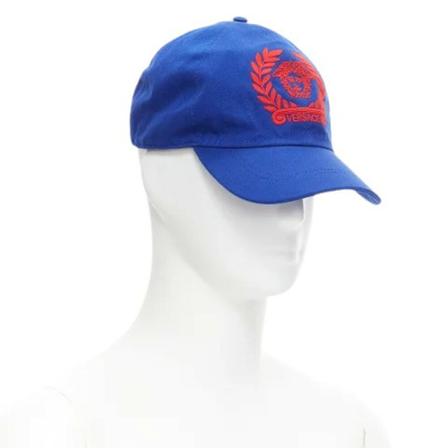 Versace Pre-owned, Pre-owned Cotton hats Blauw, Heren, Maat:ONE Size,Katoen